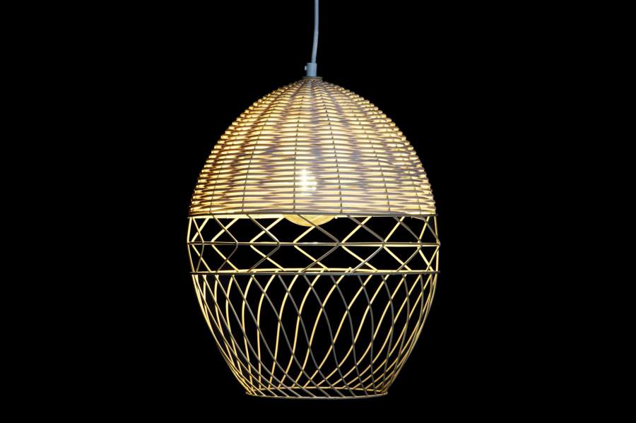 Lampara Techo Metal Ratan 30X30X38 Marron Claro