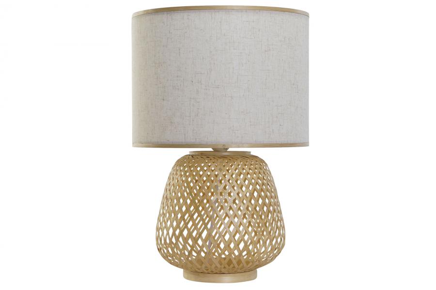 Lampara Sobremesa Bambu Poliester 32X32X49 Blanco