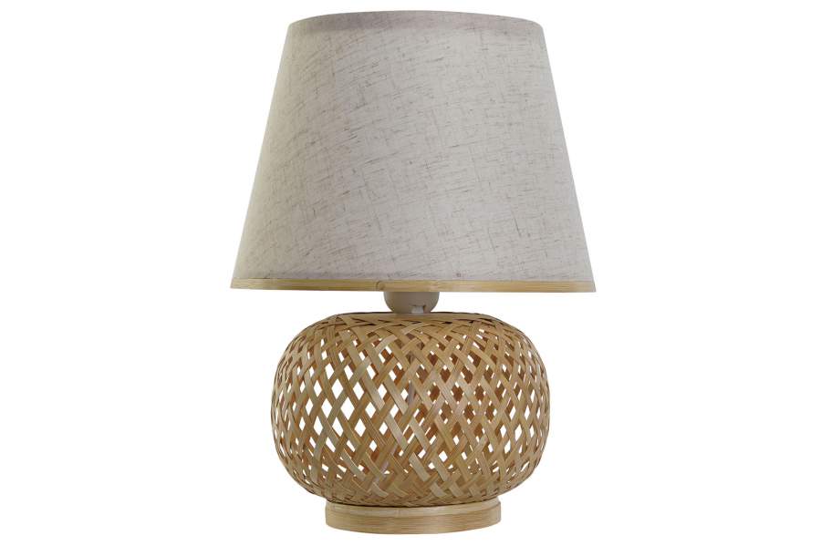 Lampara Sobremesa Bambu Poliester 24X24X34 Blanco
