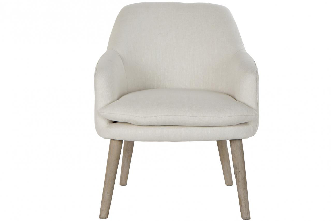 Butaca Poliester Rubberwood 61X68X78 Beige