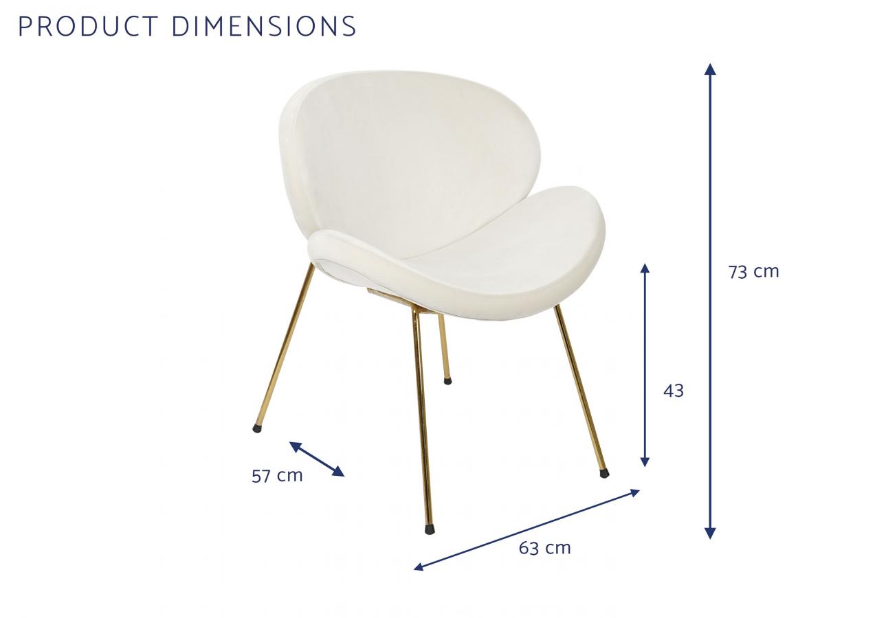 Silla Poliester Metal 63X57X73 Terciopelo Blanco