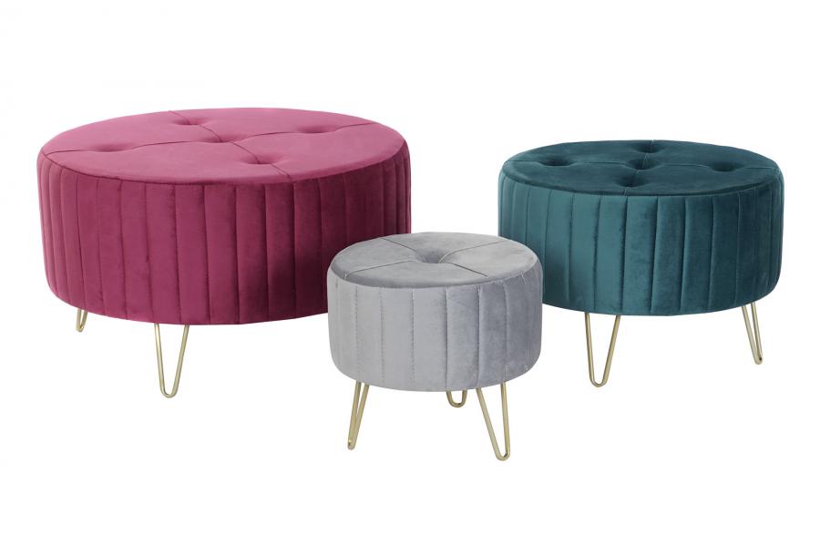 Reposapies Set 3 Poliester Metal 80X80X45