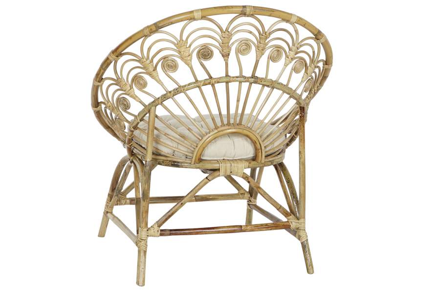 Sillon Ratan Algodon 84X70X90 Con Cojin Natural