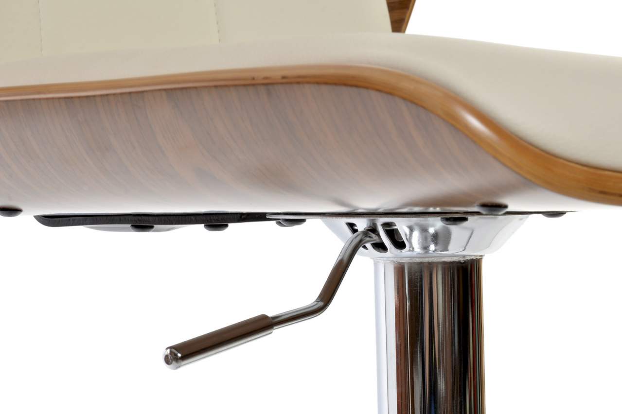 Taburete Pu Nogal 50X52X121 Ajustable Crema