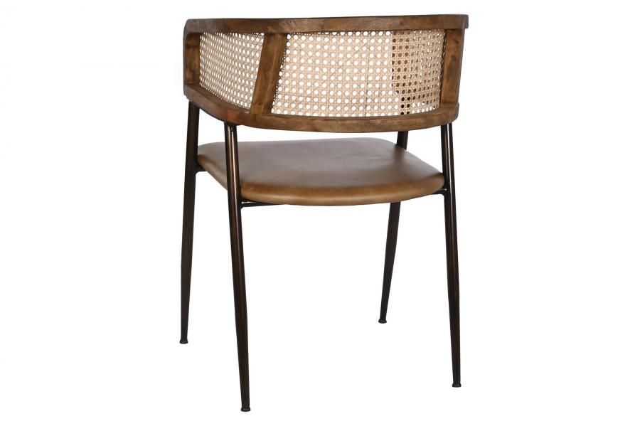 Butaca Piel Madera 52X56X78 Ratan Marron