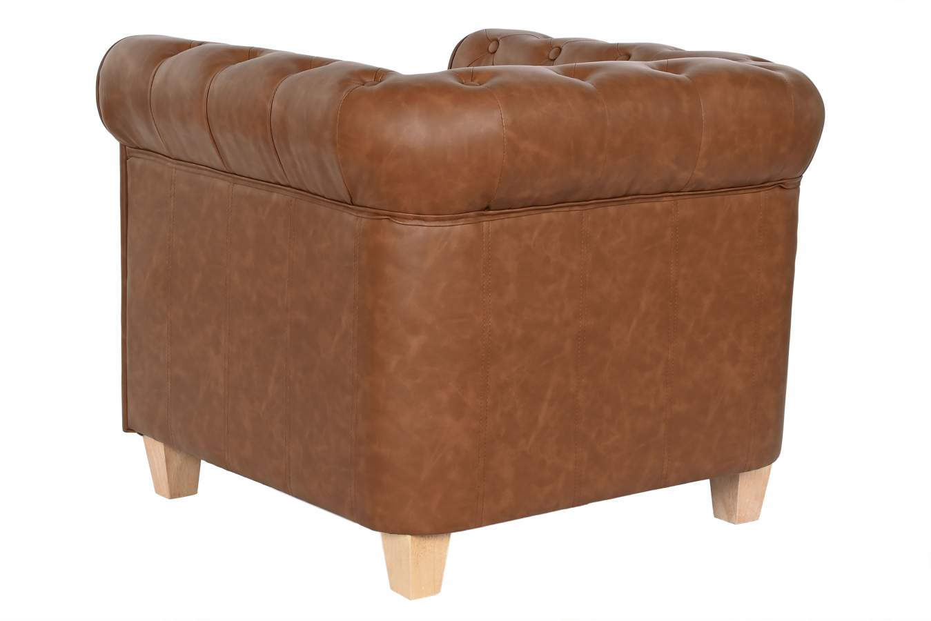 Sillon Poliester Madera 80X80X70 Simil Piel Marron