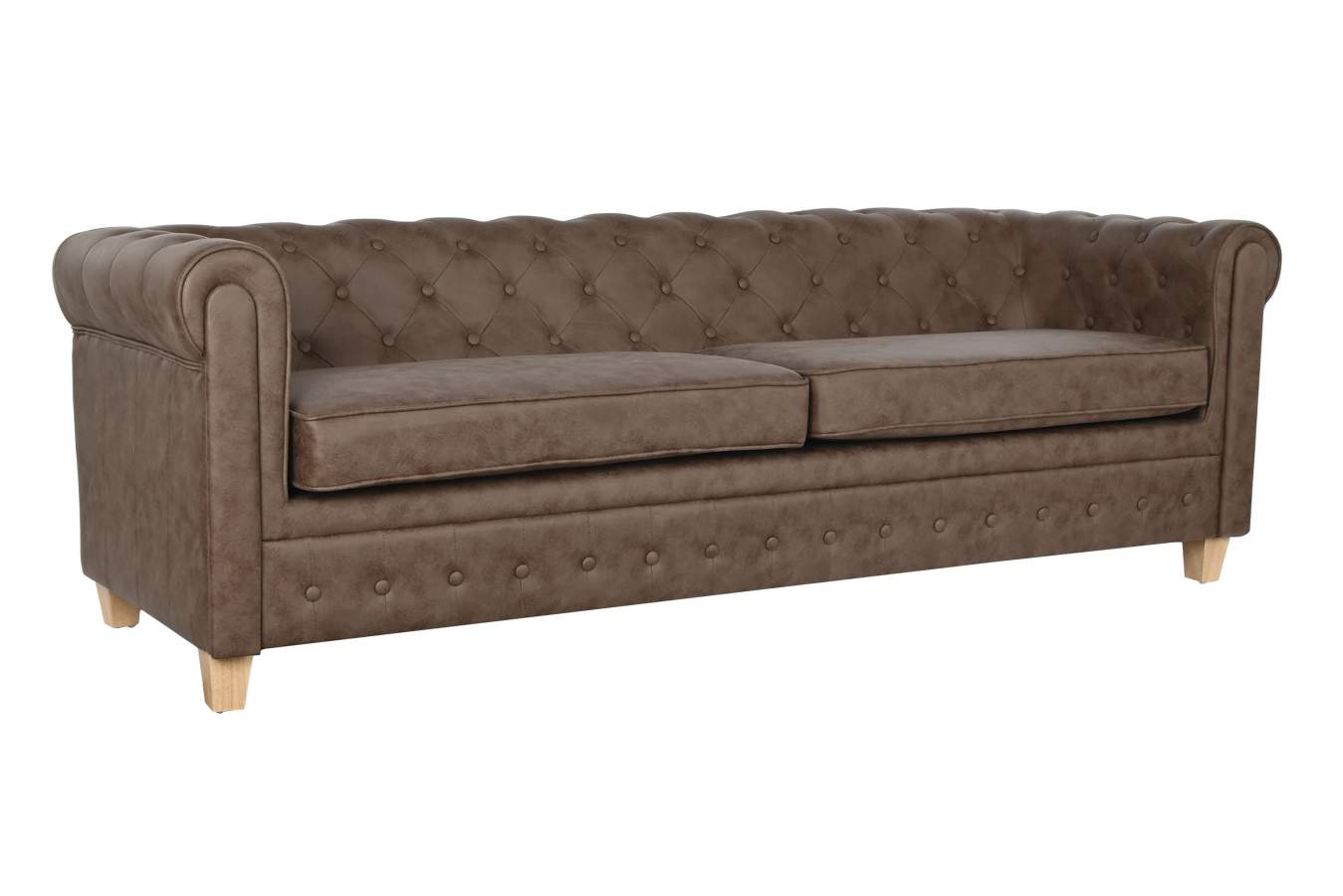 Sofa Poliester Madera 216X78X70 3 Plazas Marron