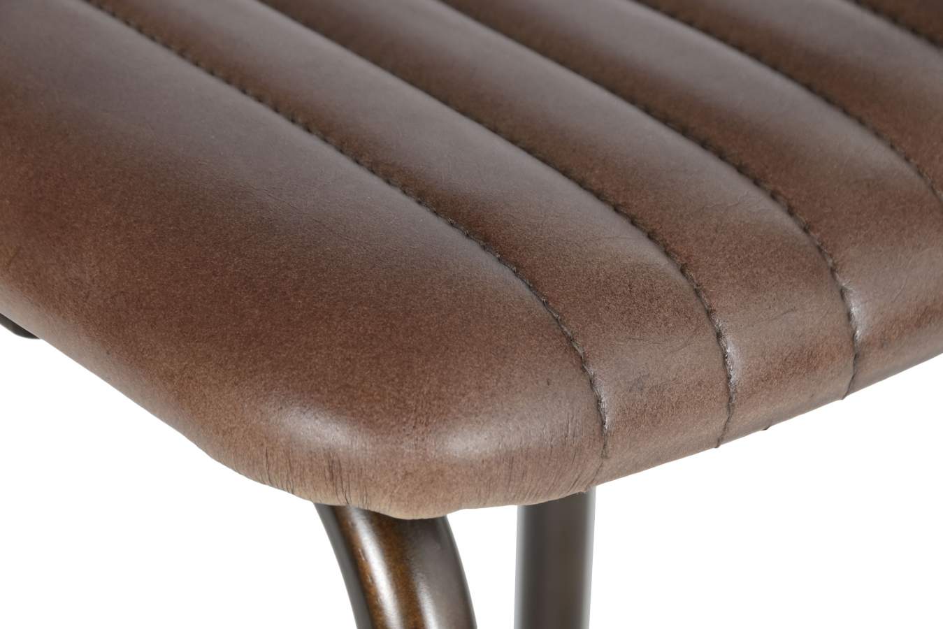 Taburete Piel Hierro 50X50X94 Plegable Marron