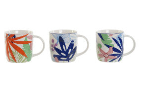 MUG PORCELANA 8,5X7,5X9 350ML, HOJAS