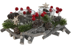 PORTAVELA MADERA CRISTAL 21X14X8 NEVADO MARRON