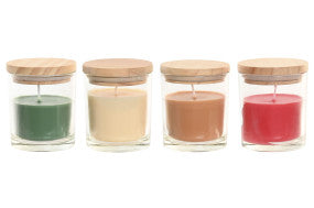 VELA PERFUMADA 7X7X9 115 GR. TAPA MADERA