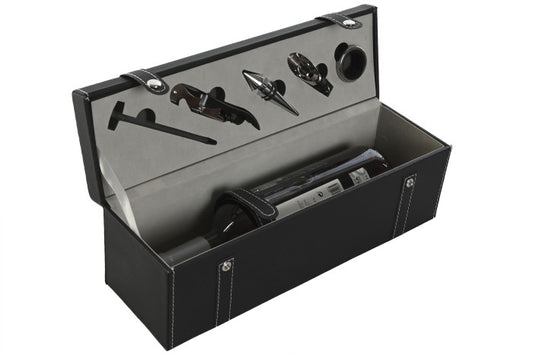 VINO SET 6 PIEL NEGRO 36X11X12