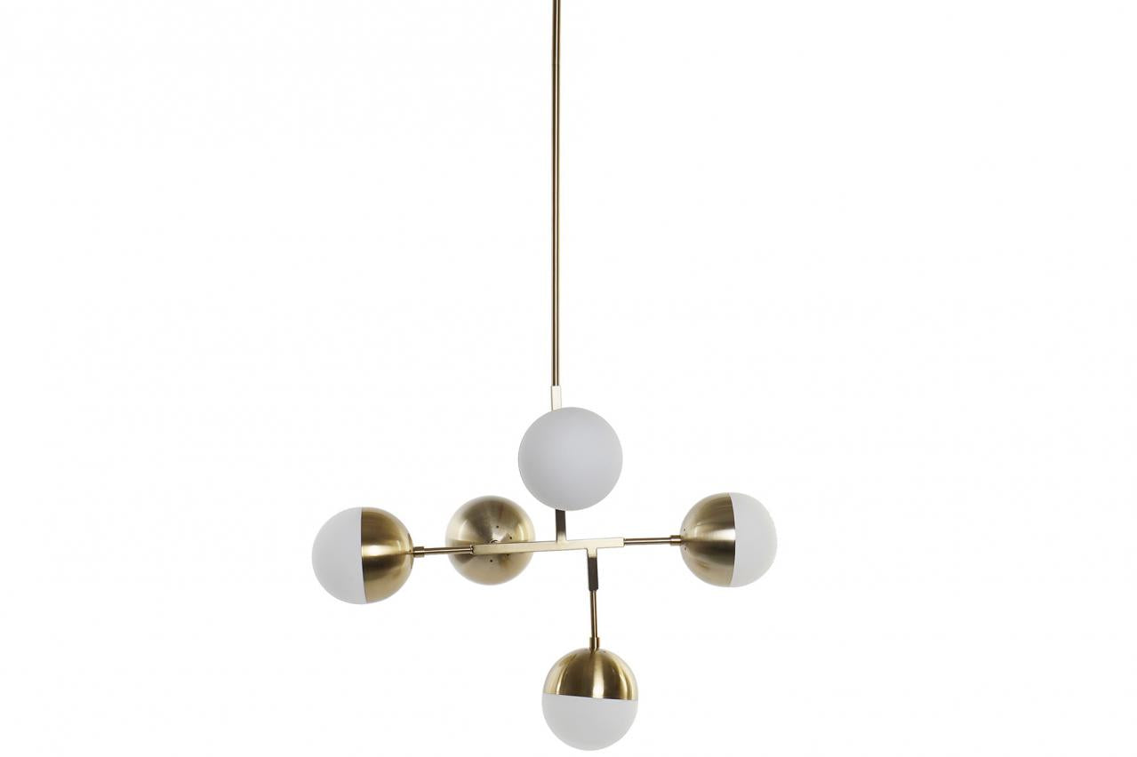 Lampara Techo Metal Cristal 74X52X168 E14 5 Bolas