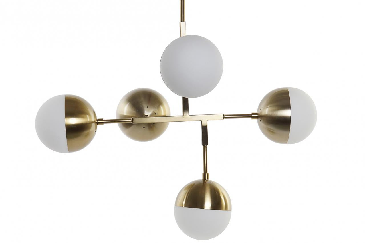 Lampara Techo Metal Cristal 74X52X168 E14 5 Bolas