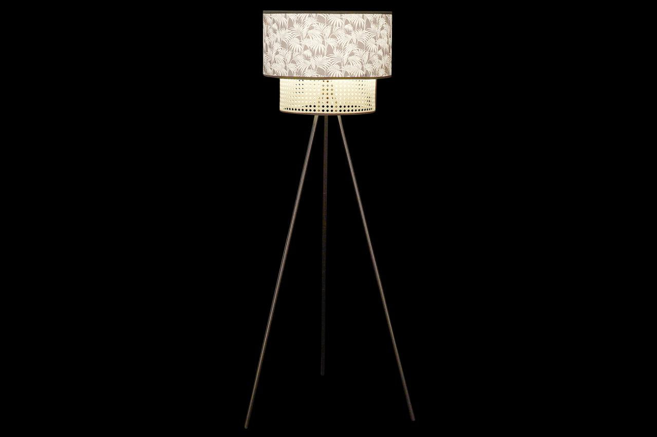 Lampara Pie Metal Poliester 60X60X129 Palmeras