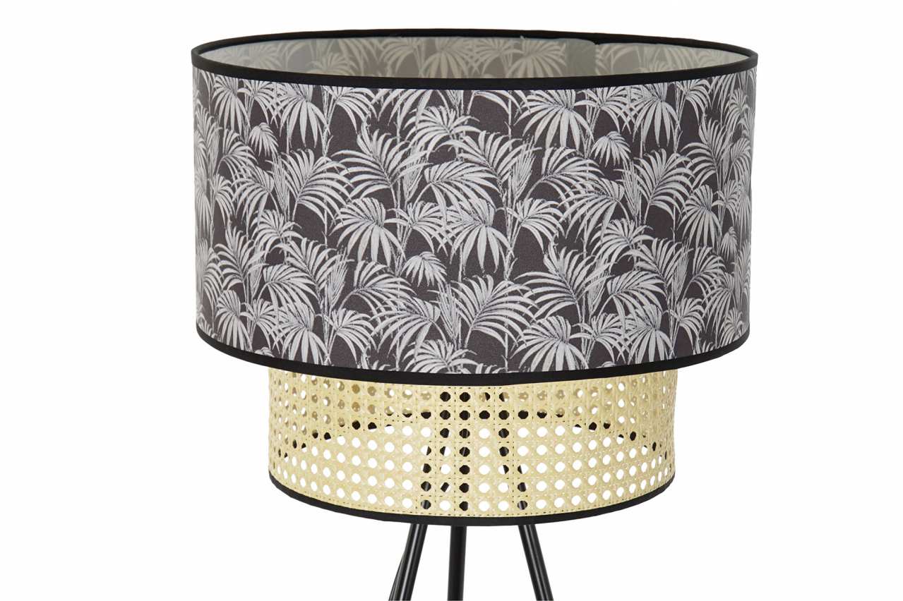 Lampara Pie Metal Poliester 60X60X129 Palmeras