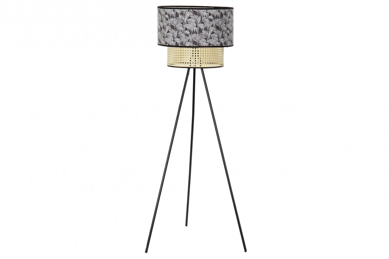 Lampara Pie Metal Poliester 60X60X129 Palmeras