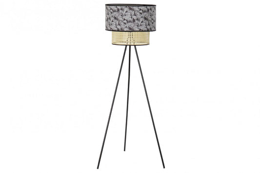 Lampara Pie Metal Poliester 60X60X129 Palmeras