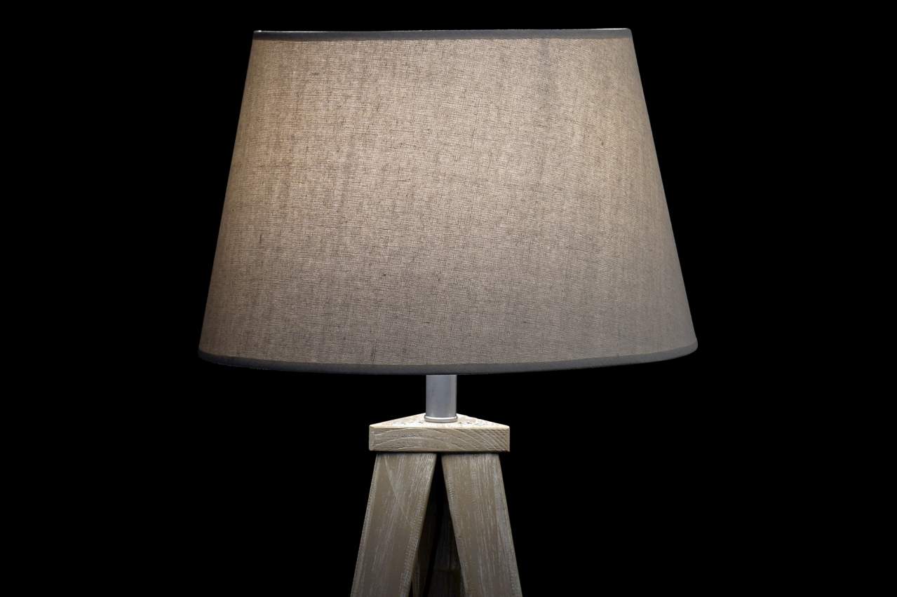 Lampara Pie Pino Lino 40X40X154 Tripode 2 Surt.