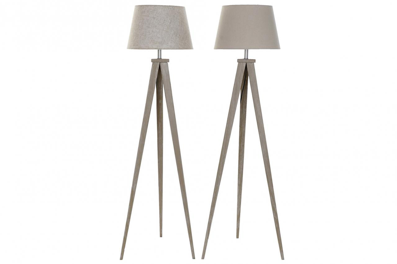 Lampara Pie Pino Lino 40X40X154 Tripode 2 Surt.