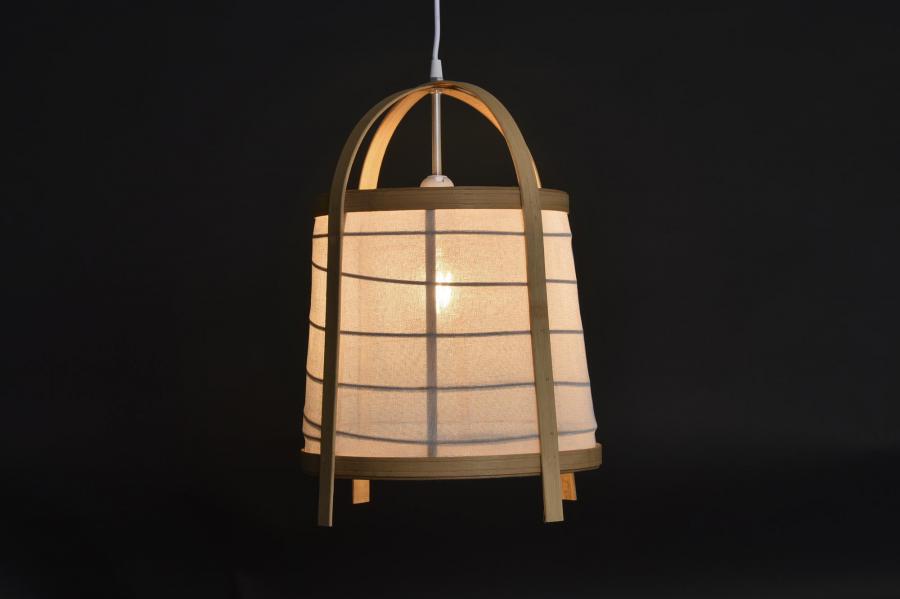 Lampara Techo Bambu Lino 32X32X45_5 Blanco
