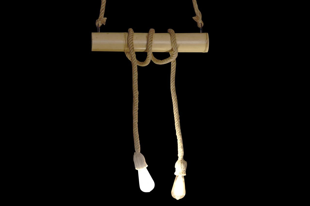 Lampara Techo Bambu Cuerda 51X15X15 2 Bombillas