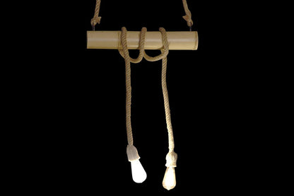 Lampara Techo Bambu Cuerda 51X15X15 2 Bombillas