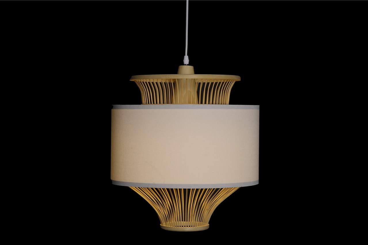 Lampara Techo Bambu Poliester 40X40X52 Blanco
