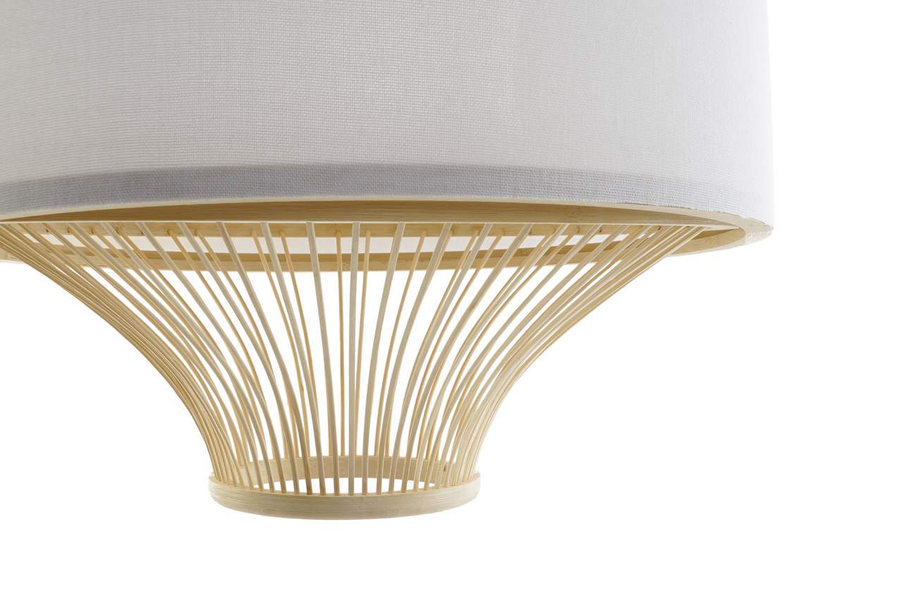 Lampara Techo Bambu Poliester 40X40X52 Blanco