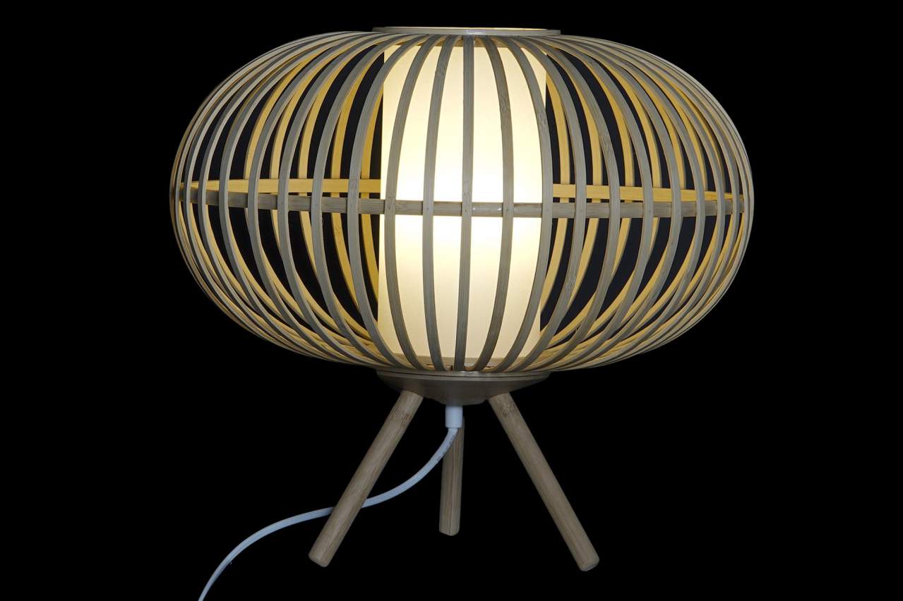 Lampara Sobremesa Bambu Madera 40X40X36 Natural