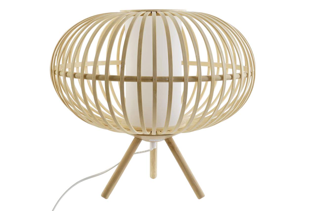Lampara Sobremesa Bambu Madera 40X40X36 Natural