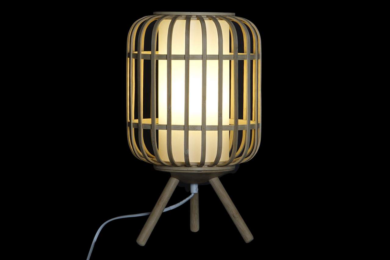 Lampara Sobremesa Bambu Poliester 22X22X37 Natural