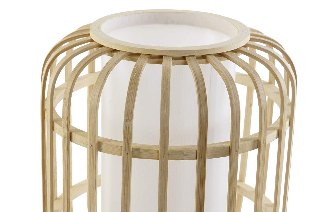 Lampara Sobremesa Bambu Poliester 22X22X37 Natural