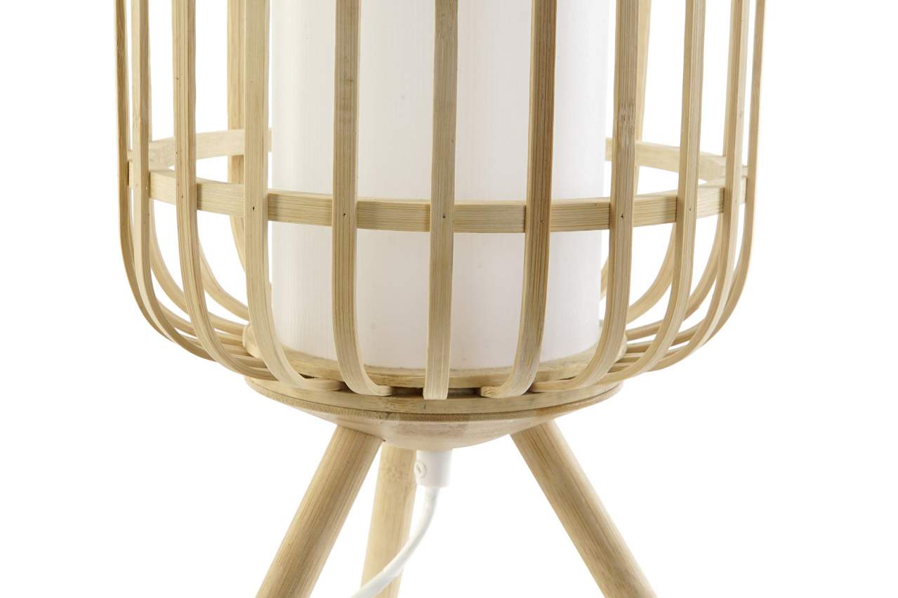 Lampara Sobremesa Bambu Poliester 22X22X37 Natural