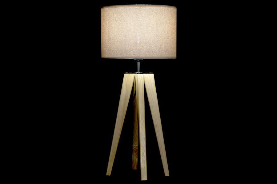 Lampara Sobremesa Madera Poliester 30X30X69