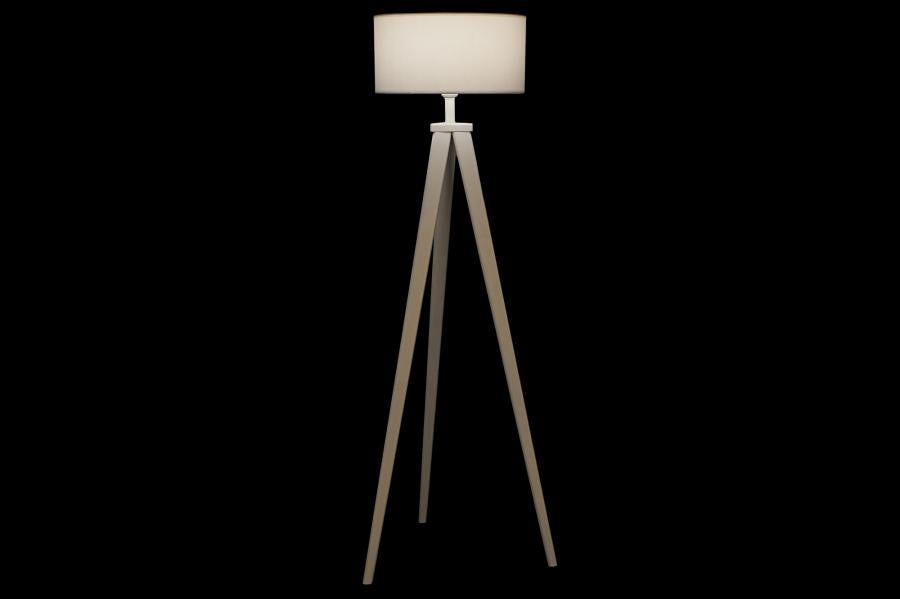 Lampara Pie Madera Poliester 50X50X150 Blanco
