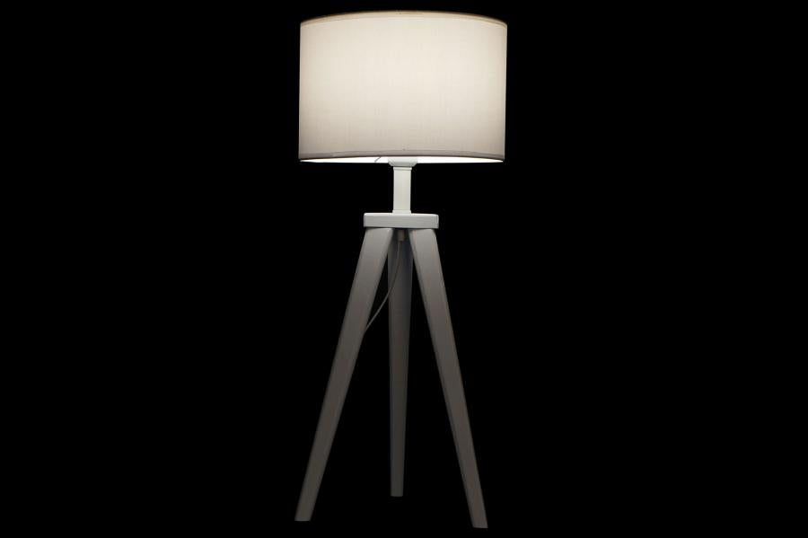 Lampara Sobremesa Madera Poliester 30X30X72 Blanco