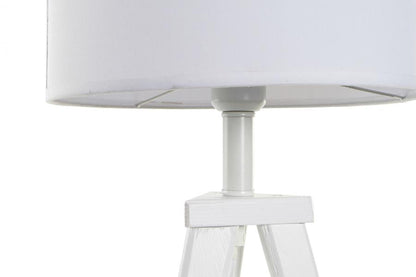 Lampara Sobremesa Madera Poliester 30X30X72 Blanco