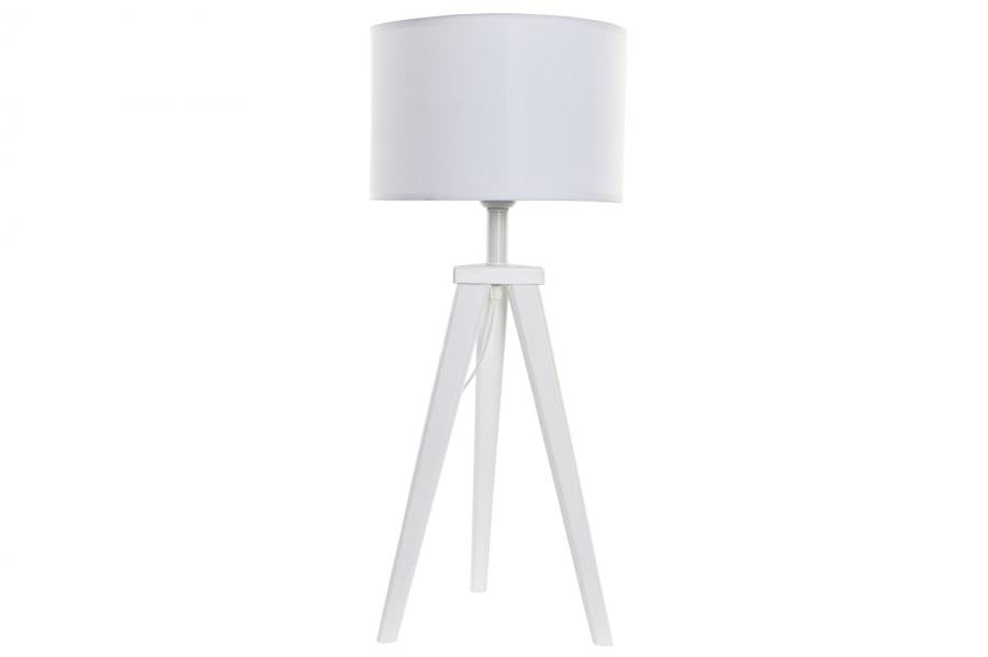 Lampara Sobremesa Madera Poliester 30X30X72 Blanco