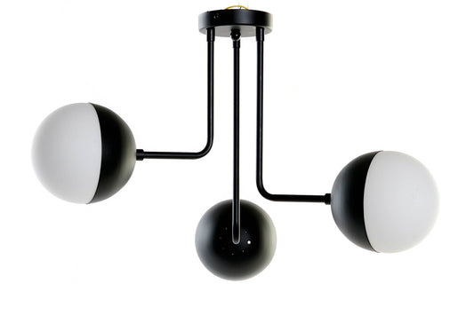 Lampara Techo Metal Cristal 61X58X46 Bolas Negro