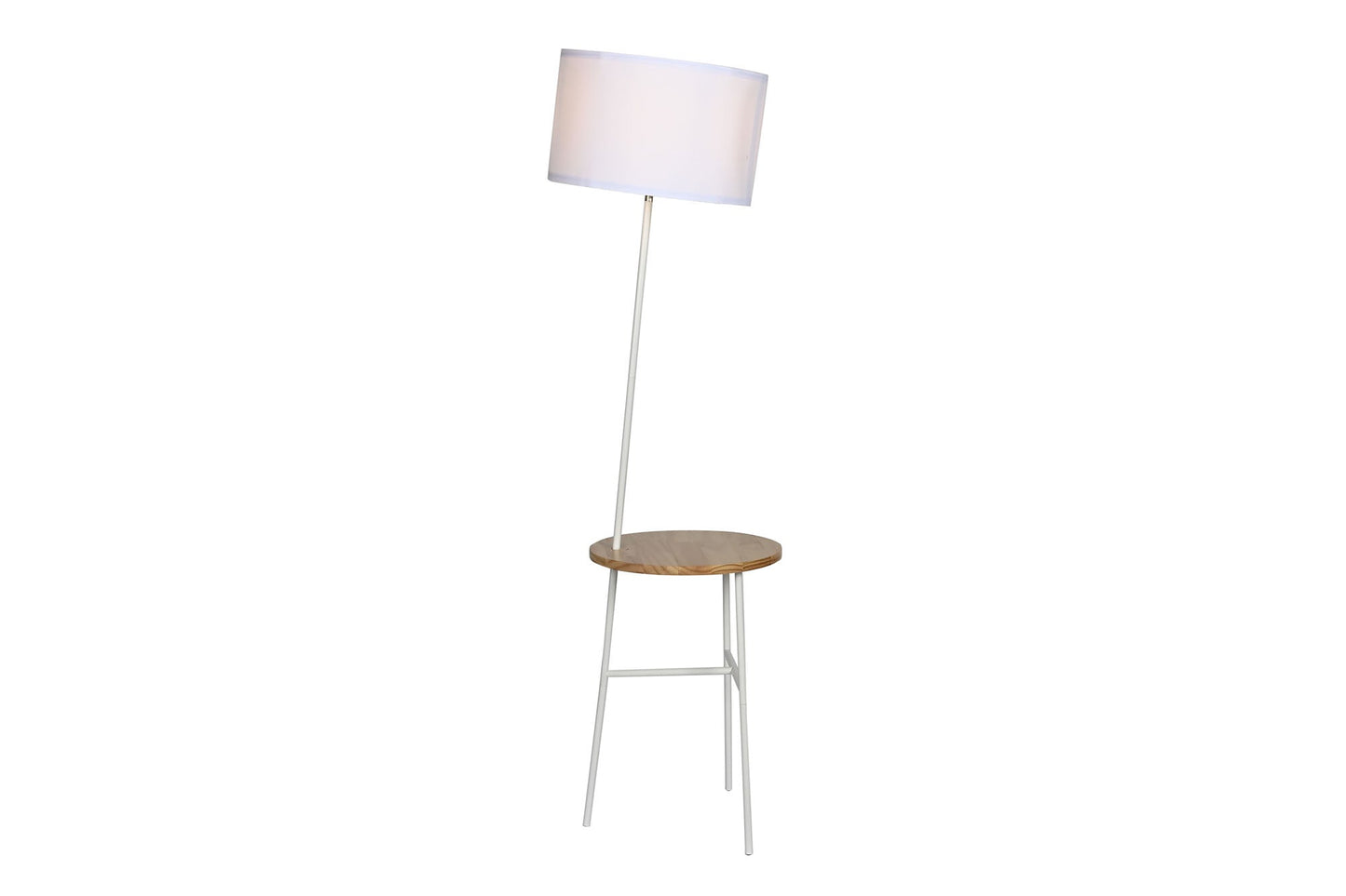 Lampara Pie Metal Pino 40X65X152 Mesita Natural