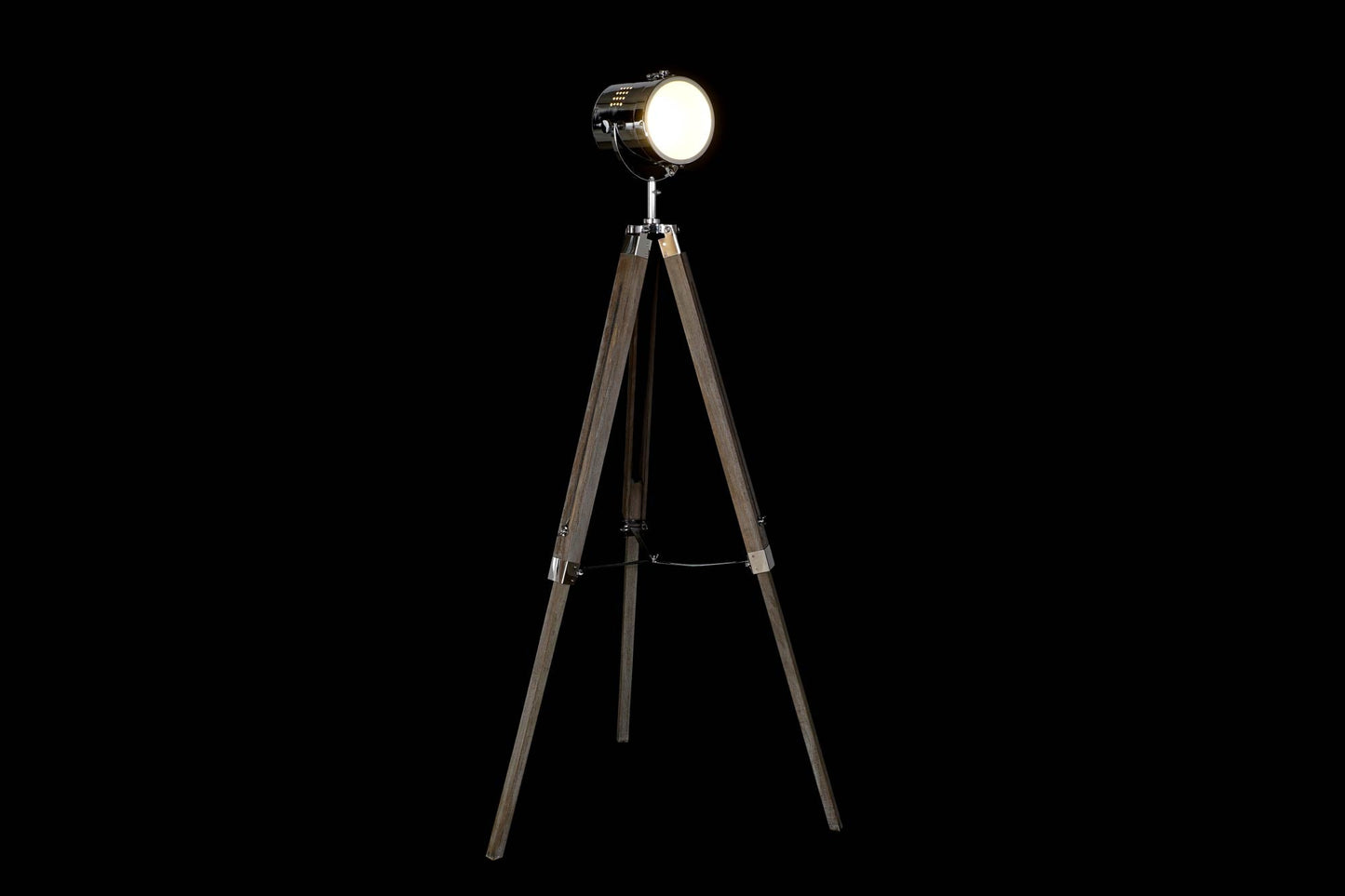 Lampara Pie Madera Metal 66X66X142 Tripode