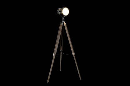 Lampara Pie Madera Metal 66X66X142 Tripode