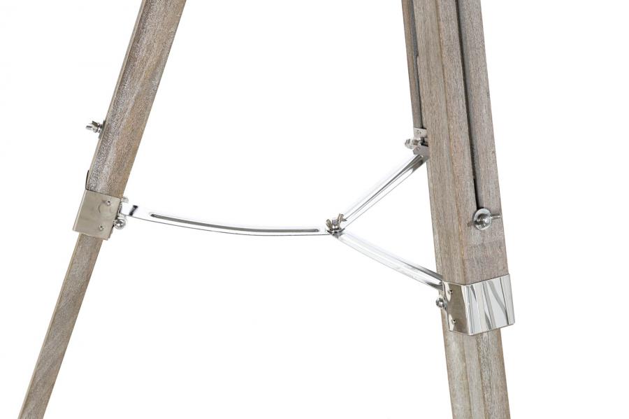 Lampara Pie Madera Metal 66X66X142 Tripode