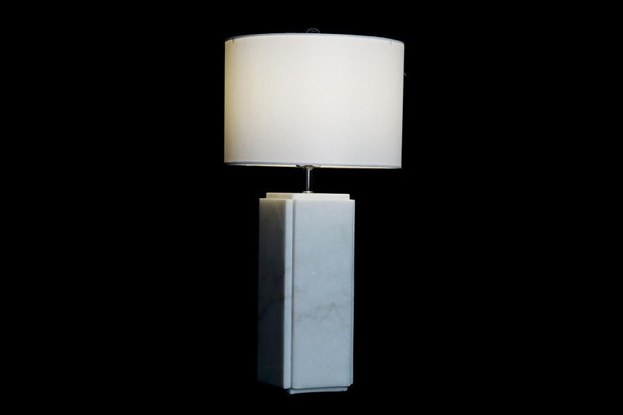 Lampara Sobremesa Marmol Metal 33X33X65 Blanco