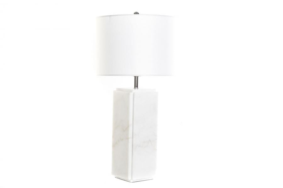 Lampara Sobremesa Marmol Metal 33X33X65 Blanco