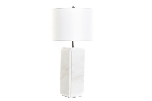 Lampara Sobremesa Marmol Metal 33X33X65 Blanco