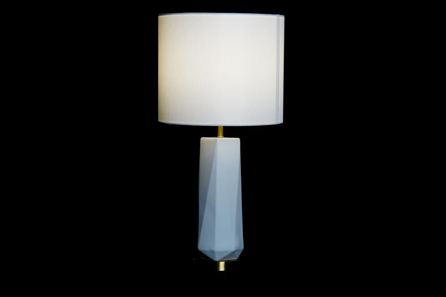 Lampara Sobremesa Ceramica Metal 33X33X62 Blanco