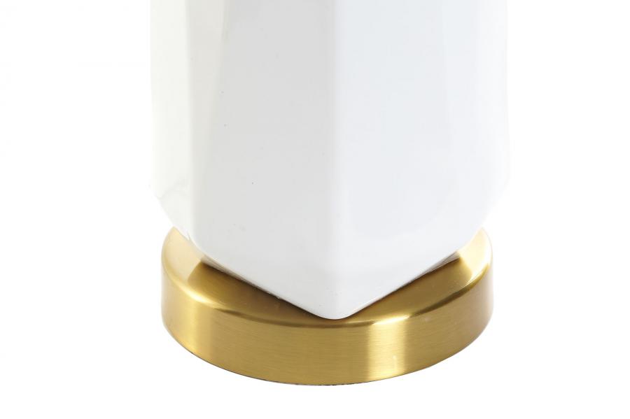Lampara Sobremesa Ceramica Metal 33X33X62 Blanco