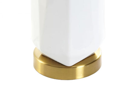 Lampara Sobremesa Ceramica Metal 33X33X62 Blanco